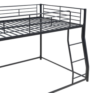 English Elm Metal Full XL over Queen Bunk Bed, Black Steel Frame with Inclined Ladder, Space-Saving Durable Design for Kids MF311038AAB