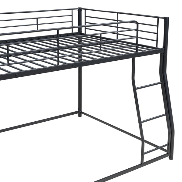 English Elm Metal Full XL over Queen Bunk Bed, Black Steel Frame with Inclined Ladder, Space-Saving Durable Design for Kids MF311038AAB