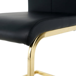 English Elm Modern Faux Leather Dining Side Chairs with Chrome Legs Ergonomic Set of 2 Black+Gold W210127294