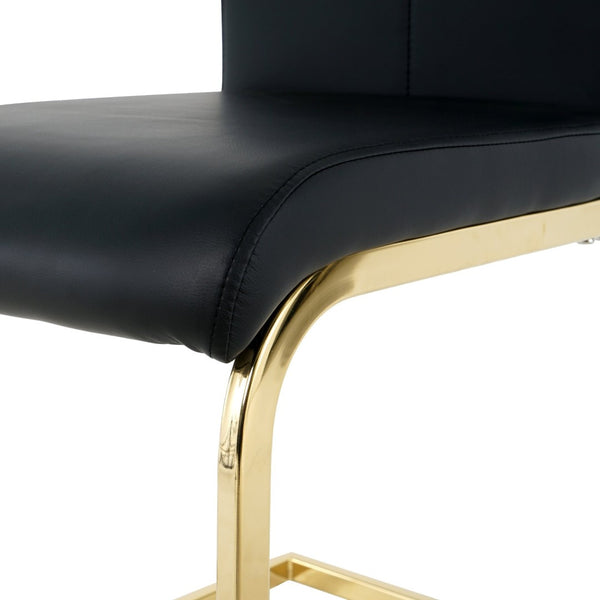 English Elm Modern Faux Leather Dining Side Chairs with Chrome Legs Ergonomic Set of 2 W210127291