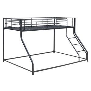 English Elm Metal Floor Bunk Bed Twin XL over Queen Black — Space-Saving Steel Frame, Inclined Ladder, Durable Sleek Design MF309470AAB