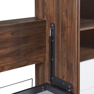English Elm Full Size Murphy Wall Bed with Side Cabinet Space Saving Foldaway for Studio Rooms LP000691AAK