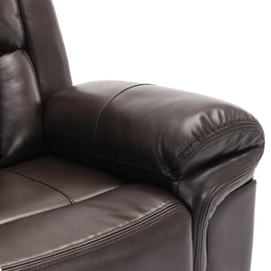 English Elm 3 Piece Faux Leather Manual Recliner Set with Led Base Lighting and Console Brown SG001130AAD