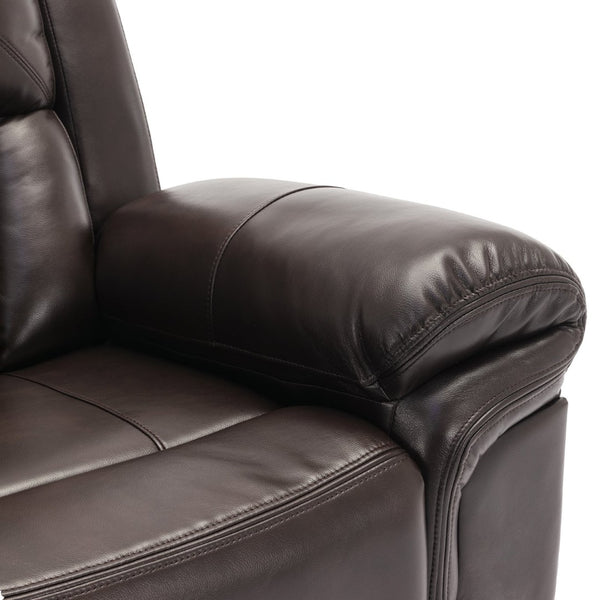 English Elm 3 Piece Faux Leather Manual Recliner Set with Led Base Lighting and Console Brown SG001130AAD