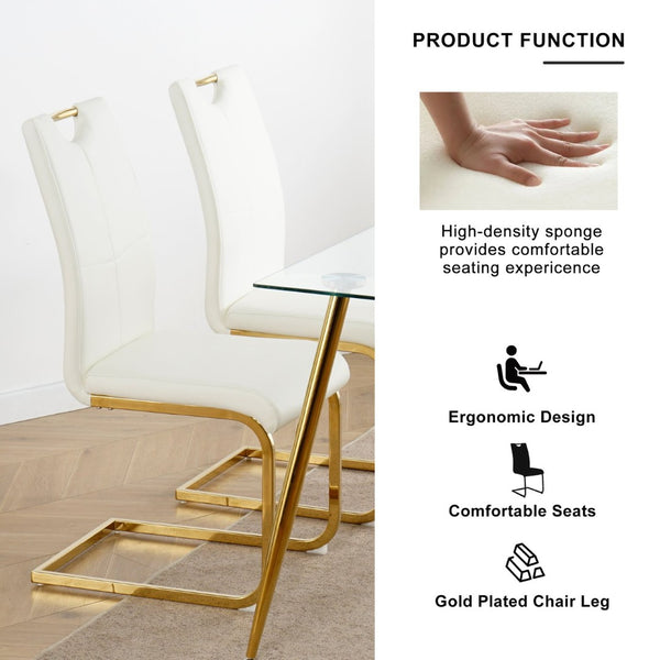 English Elm Modern Faux Leather Dining Side Chairs with Chrome Legs Ergonomic Set of 2 W210127292