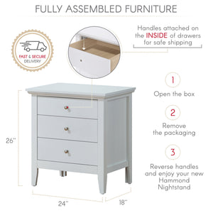 English Elm Elegant Compact Nightstand with Sleek Finish, Durable No-Assembly Design for Small Spaces and Storage White 30 L x 26 W x 20 H B078118403