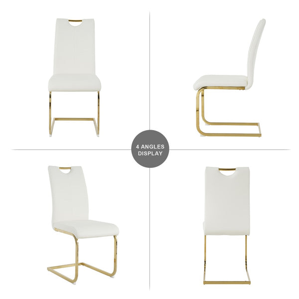 English Elm Modern Faux Leather Dining Side Chairs with Chrome Legs Ergonomic Set of 2 W210127292