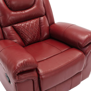 English Elm 3 Piece Faux Leather Manual Recliner Set with Led Base Lighting and Console Wine Red SG001130AAJ