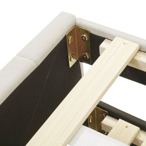 English Elm Twin Upholstered Platform Bed with Trundle & 3 Drawers, Linen Upholstery, Sturdy Wood Frame, Space-Saving Design Beige SF000049AAA