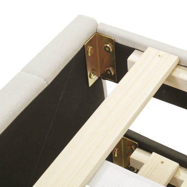 English Elm Twin Upholstered Platform Bed with Trundle & 3 Drawers, Linen Upholstery, Sturdy Wood Frame, Space-Saving Design Beige SF000049AAA