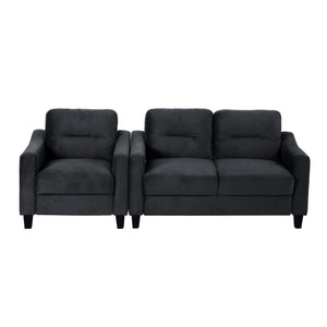 English Elm Couch Compact Velvet Loveseat - Stylish Mid-Century Modern Seating For Small Spaces & Offices W2121137529