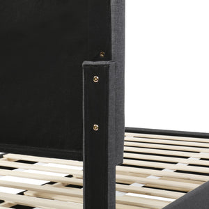 English Elm Twin Upholstered Platform Bed with Trundle & 3 Drawers, Linen Upholstery, Sturdy Wood Frame, Space-Saving Design Gray SF000049AAE