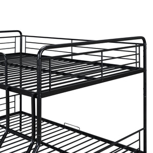 English Elm Full Full XL over Queen Metal Bunk Bed with Chrome Finish, Sturdy Iron Frame, Space-Saving Drawers and Stable Support for Kids and Teens Black SF000027AAB