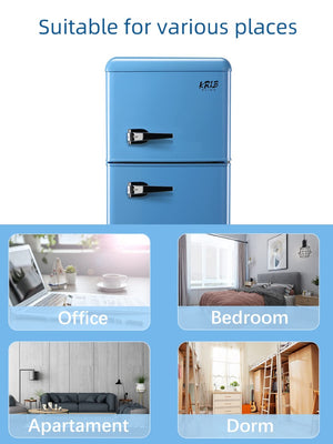 English Elm 3.5cu.ft Two Door Compact Mini Fridge with Top Freezer Tempered Glass Shelves Dorm Bar W1002137474