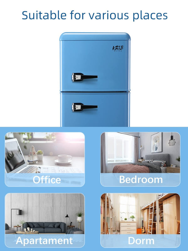 English Elm 3.5cu.ft Two Door Compact Mini Fridge with Top Freezer Tempered Glass Shelves Dorm Bar W1002137474