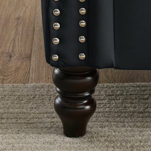 English Elm 57" Chesterfield Sofa Velvet 2-Seater Tufted Design with Rolled Arms, Nailhead Trim, Solid Wood Legs Black W834S00108