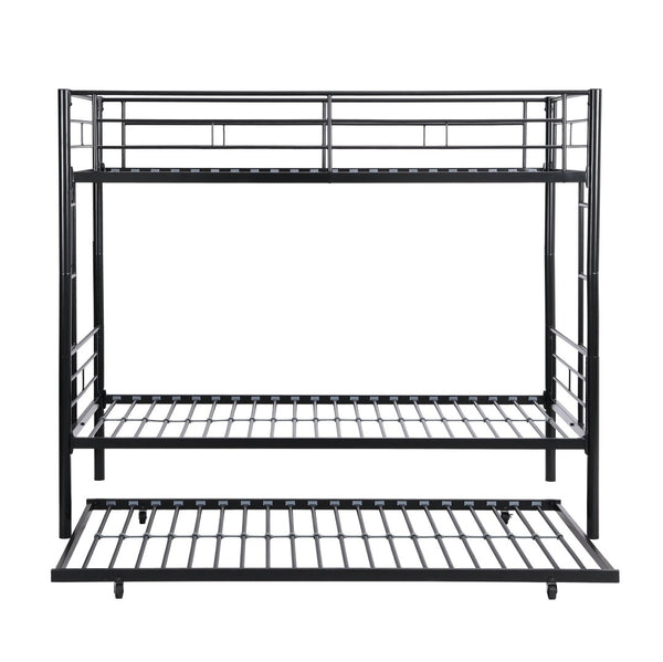 English Elm Twin Over Steel Bunk Bed with Pull Out Trundle Stair Access Kids Room W311120500