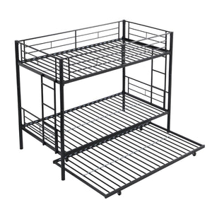 English Elm Twin Over Steel Bunk Bed with Pull Out Trundle Stair Access Kids Room W311120500