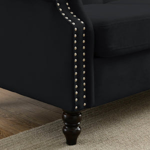 English Elm [video] Chesterfield 3 Seater Velvet Sofa Tufted Button Back with Nailhead Trim for Living Room W834S00612