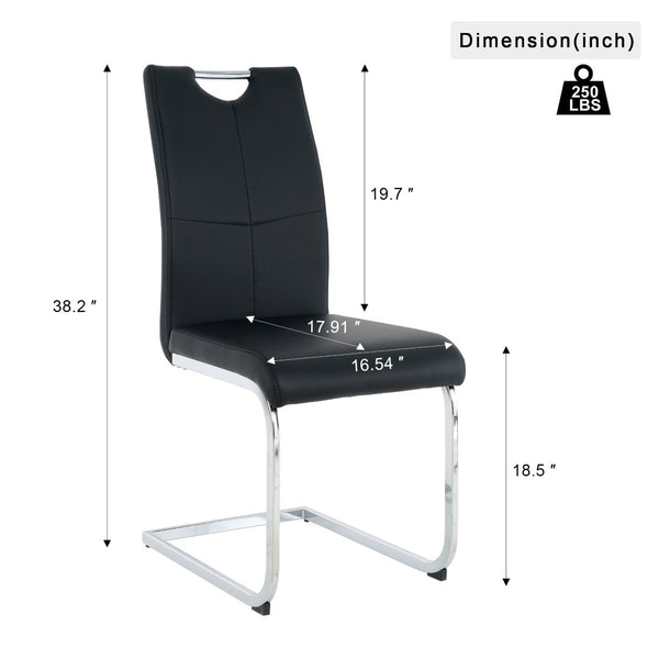 English Elm Modern Faux Leather Dining Side Chairs with Chrome Legs Ergonomic Set of 2 W210127279