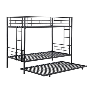 English Elm Twin Over Steel Bunk Bed with Pull Out Trundle Stair Access Kids Room W311120500