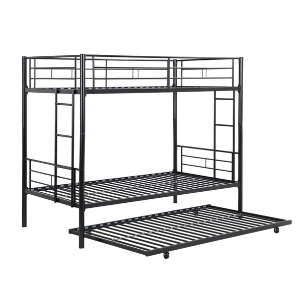 English Elm Twin Over Steel Bunk Bed with Pull Out Trundle Stair Access Kids Room W311120500