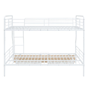 English Elm Full Full XL over Queen Metal Bunk Bed with Chrome Finish, Sturdy Iron Frame, Space-Saving Drawers and Stable Support for Kids and Teens White SF000027AAK