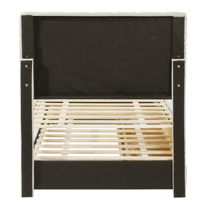 English Elm Twin Upholstered Platform Bed with Trundle & 3 Drawers, Linen Upholstery, Sturdy Wood Frame, Space-Saving Design Beige SF000049AAA