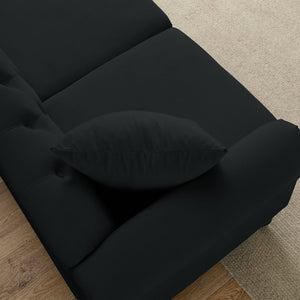English Elm [video] Chesterfield 3 Seater Velvet Sofa Tufted Button Back with Nailhead Trim for Living Room W834S00612