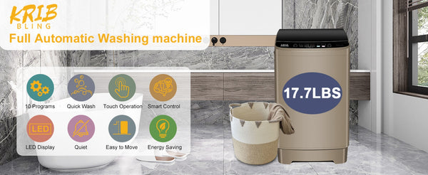 English Elm Please Compact Fully Automatic Portable Washer for Apartments Dorms and Rv Living Gold W1002137459