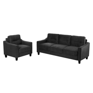 English Elm Couch Compact Velvet Loveseat - Stylish Mid-Century Modern Seating For Small Spaces & Offices W2121137529