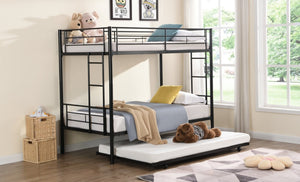 English Elm Twin Over Steel Bunk Bed with Pull Out Trundle Stair Access Kids Room W311120500