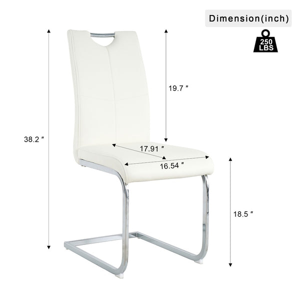 English Elm Modern Faux Leather Dining Side Chairs with Chrome Legs Ergonomic Set of 2 W210127287