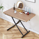 English Elm Modern Minimalist Multifunctional Lifting Table, With A 0.8-Inch Wood Grain Process Sticker Desktop and Black Metal Legs, Can Be Used As A Dressing Table, Coffee Table, Dining Table, and Office Table