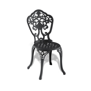 English Elm Cast Aluminum Outdoor Dining Chairs Set of 4 with Carved Petal Geometric Detail W1710S00674