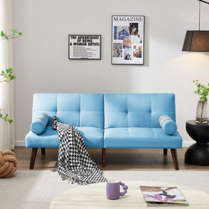 Christopher Knight Home® - Noble House - Convertible Sofa Bed Futon With Solid Wood Legs Linen Fabric Blue