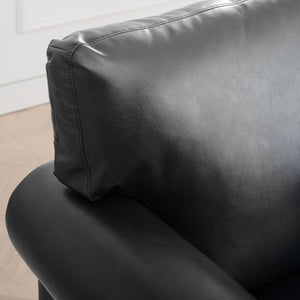 English Elm 1 Seater Pu Leather Accent Sofa with Rolled Arms and Silver Nail Trim Detail W680P451461
