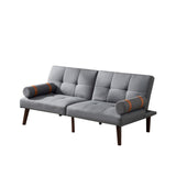 Christopher Knight Home® - Noble House - Convertible Sofa Bed Futon With Solid Wood Legs Linen Fabric Grey