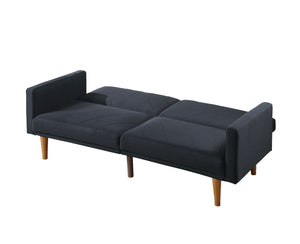 English Elm Adjustable Sofa In Black Faux Leather - Modern Design, Versatile Comfort For Small Spaces & Guests B089127413