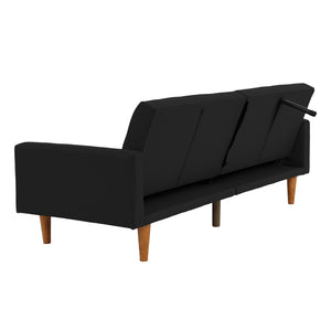 English Elm Adjustable Sofa In Black Faux Leather - Modern Design, Versatile Comfort For Small Spaces & Guests B089127413