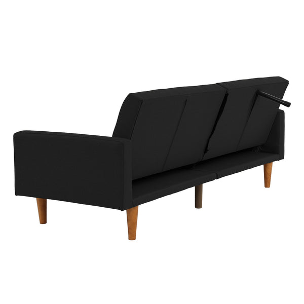 English Elm Adjustable Sofa In Black Faux Leather - Modern Design, Versatile Comfort For Small Spaces & Guests B089127413