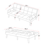 English Elm Convertible Sofa Bed Futon With Solid Wood Legs Linen Fabric Ivory