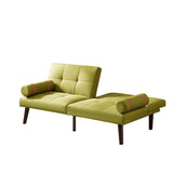 English Elm Convertible Sofa Bed Futon With Solid Wood Legs Linen Fabric Musterd Green