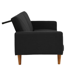 English Elm Adjustable Sofa In Black Faux Leather - Modern Design, Versatile Comfort For Small Spaces & Guests B089127413