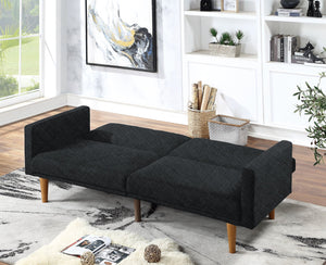 English Elm Adjustable Sofa In Black Faux Leather - Modern Design, Versatile Comfort For Small Spaces & Guests B089127413
