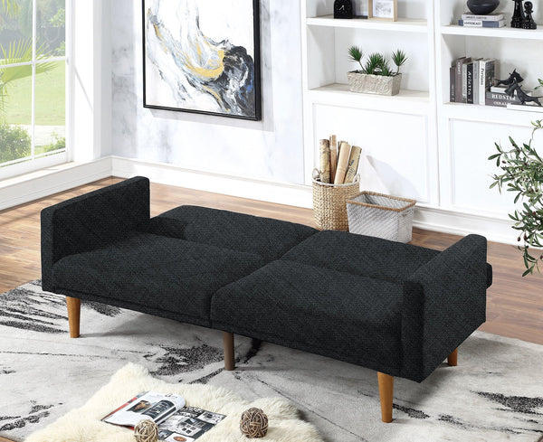 English Elm Adjustable Sofa In Black Faux Leather - Modern Design, Versatile Comfort For Small Spaces & Guests B089127413