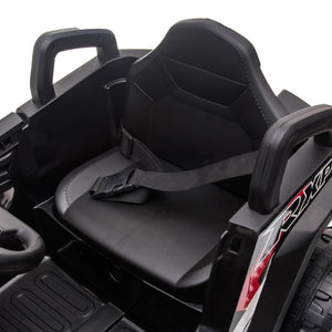 English Elm 12v Kids Electric Ride on Utv with Led Lights Horn Safety Belt and Forward Reverse Black+Red W2181137667