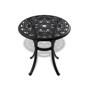 English Elm 3-piece Cast Aluminum Bistro Set Ornate Carved Patio Furniture with Weather Resistant Frame W1710S00676