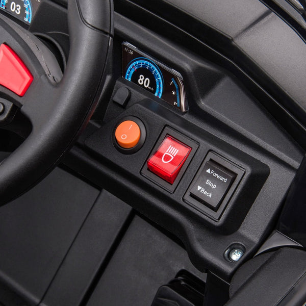 English Elm 12v Kids Electric Ride on Utv with Led Lights Horn Safety Belt and Forward Reverse Black+Blue W2181137739