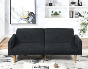English Elm Adjustable Sofa In Black Faux Leather - Modern Design, Versatile Comfort For Small Spaces & Guests B089127413
